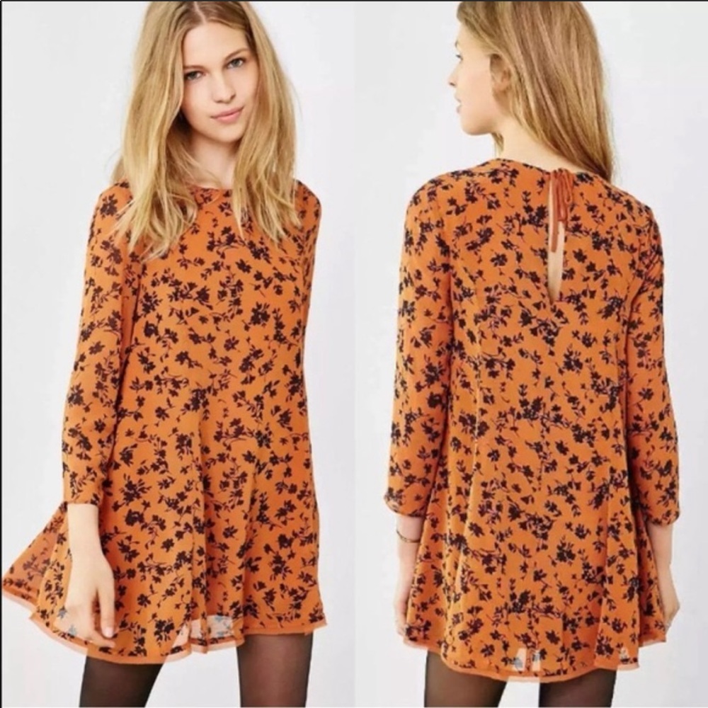 Kimchi Blue Urban Outfitters Orange Floral Dress